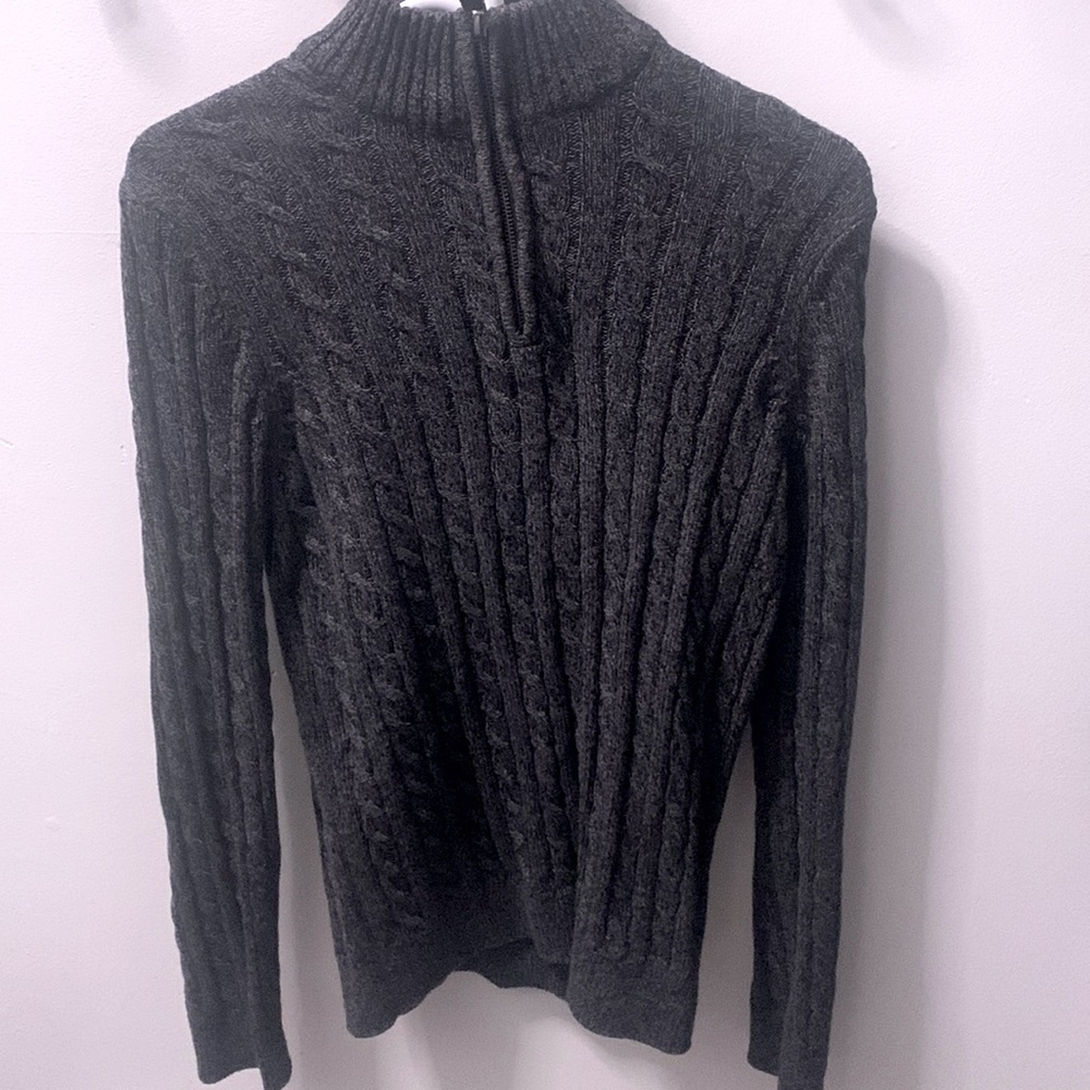 Dark grey knit quarter zip